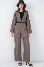 Women's Kimono Pants Two-Piece Set 30078 - Dark Gray