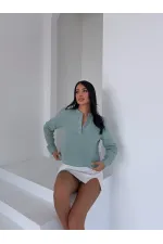 Kadın Çağla Yeşil Hakim Yaka Müslin Gömlek Bluz HZL25S-DSB1515