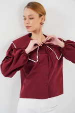Kadın Bebe Yaka Gömlek 20314 - Bordo