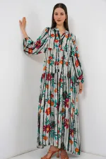 Robe longue hijab à motifs pour femme 2585 - Anthracite foncé