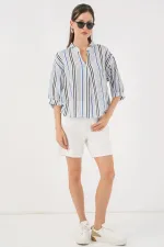 Chemisier rayé oversize pour femme 967 - Bleu marine