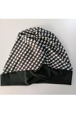 Kadın Siyah Uzun Kollu Likralı Tam Kapalı Desenli Tesettür Mayo HZL23S-AR12581