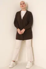 15768 Modest Knit Cardigan - Brown