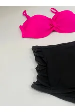 Kadın Fuşya İnce Askılı 3 Parça Bikini Takımı HZL25S-LC216