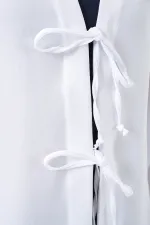 Kimono hijab en lin 5968 - Blanc