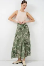 Jupe en mousseline à motifs pour femme 8057 - Vert foncé