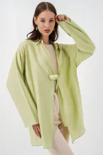 Kadın Salaş Bağcıklı Kimono 5981 - E.Yeşil
