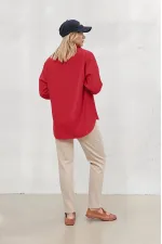 Chemise longue oversize basique à fleurs de grenade pour femme HZL22W-BD139001