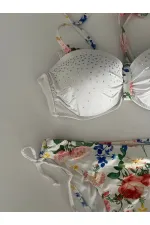 Ensemble bikini doublé brodé de pierres blanches pour femme HZL25S-LC208