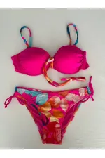 Ensemble bikini doublé brodé fuchsia pour femme HZL25S-LC207