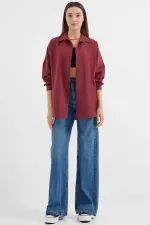 Chemise basique longue oversize 3900 - Prune