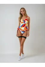 Women's Multicolored Tropical Print Lined Swimsuit HZL25S-AR1823