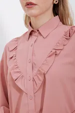 Chemise à manches longues à volants 20223 - Rose poudré
