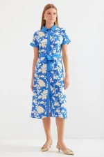 Robe-chemise à motifs 2455 - Bleue