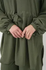 Women's Long Tunic and Pants Two-Piece Set 6719 - Khaki