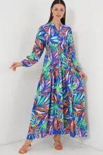 Robe hijab à motifs authentiques 2423 - Bleu marine, taille 10