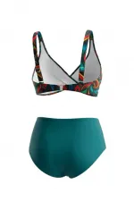Ensemble bikini grande taille doublé à motif floral vert pétrole pour femme HZL26S-LC21202