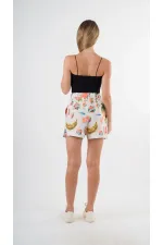 Kadın Çokrenkli Beli Lastikli Düğme Detaylı Cepli Şort HZL24S-YY277