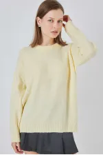 Pull oversize jaune en maille pour femme, taille standard, HZL25W-BD1103221