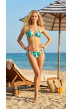 Ensemble bikini triangle vert à motif ethnique pour femme, col halter, HZL25S-LC5005