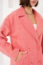 Manteau long oversize en laine et cachemire, coupe ample, référence 9113 - Orange