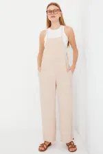 7019 Askılı Bahçivan Tulum - Krem