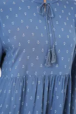 Robe hijab à nouer au col 1627 - Bleue