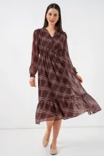Robe en mousseline à motifs 2137 - Marron foncé