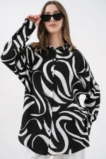 3721 Grafik Desenli Gömlek - F. Siyah