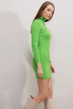 Robe en maille à col pêcheur 15797 - Vert clair