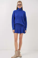 Ensemble deux pièces en tricot bleu vif pour femme, jupe pull HZL25W-BD1102641