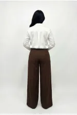 Women's Brown Plus Size Shaping Palazzo Pants HZL26S-ZSS120211 Women's Brown Plus Size Shaping Palazzo Pants HZL26S-ZSS120211