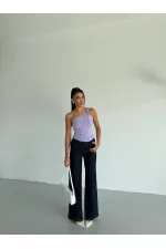 Kadın Lila Tek Omuz Gold Metal Detaylı Sandy Bluz HZL26S-FRY123821