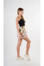 Kadın Çokrenkli Beli Lastikli Düğme Detaylı Cepli Şort HZL24S-YY277