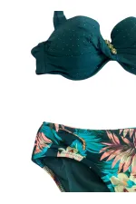 Ensemble bikini doublé et brodé de pierres vert émeraude pour femme HZL25S-LC4005