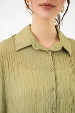 Kadın Uzun Oversize Gömlek 20320 - Çağla