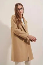 Manteau élégant en cachemire pour femme, doublé, à un bouton et deux poches, HZL23W-BD190851
