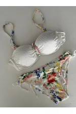 Ensemble bikini doublé brodé de pierres blanches pour femme HZL25S-LC208