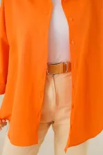Chemise basique longue pour femme, coupe ample, orange modeste, HZL24W-BD139001 Chemise basique longue pour femme, coupe ample, orange modeste, HZL24W-BD139001