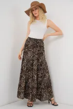 1898 Patterned Long Skirt - C. Brown
