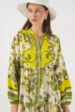 Robe longue hijab à motifs pour femme 2585 - Vert foncé
