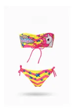 Kız Çocuk Pembe Unicorn Desenli  2-8 Yaş Straplez Bikini Takım HZL24S-LC3658