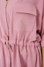 Fermuarlı Kadın Gömlek 0721 - Pudra