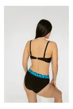 Women's Blue Black Patterned Lined Bikini Set HZL25S-LC25143