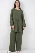 Women's Long Tunic and Pants Two-Piece Set 6719 - Khaki