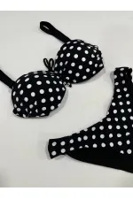 Kadın Siyah Puantiyeli Astarlı Bikini Takım HZL25S-LC2223