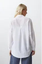 Chemise longue basique blanche oversize pour femme HZL22W-BD139001