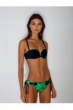 Ensemble bikini femme à boucle noire et motif vert détaillé HZL25S-LC3352