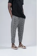 Erkek Antrasit Gri Desenli Beli İp Bağlamalı Düz Kesim Pantolon Eşofman Altı HZL24S-MXC8948-171