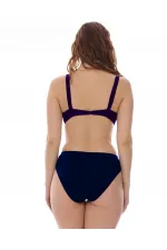 Ensemble bikini doublé taille haute bleu marine multicolore pour femme HZL25S-LC22315
